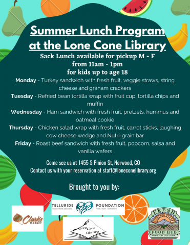 Flyer showing lunch menu